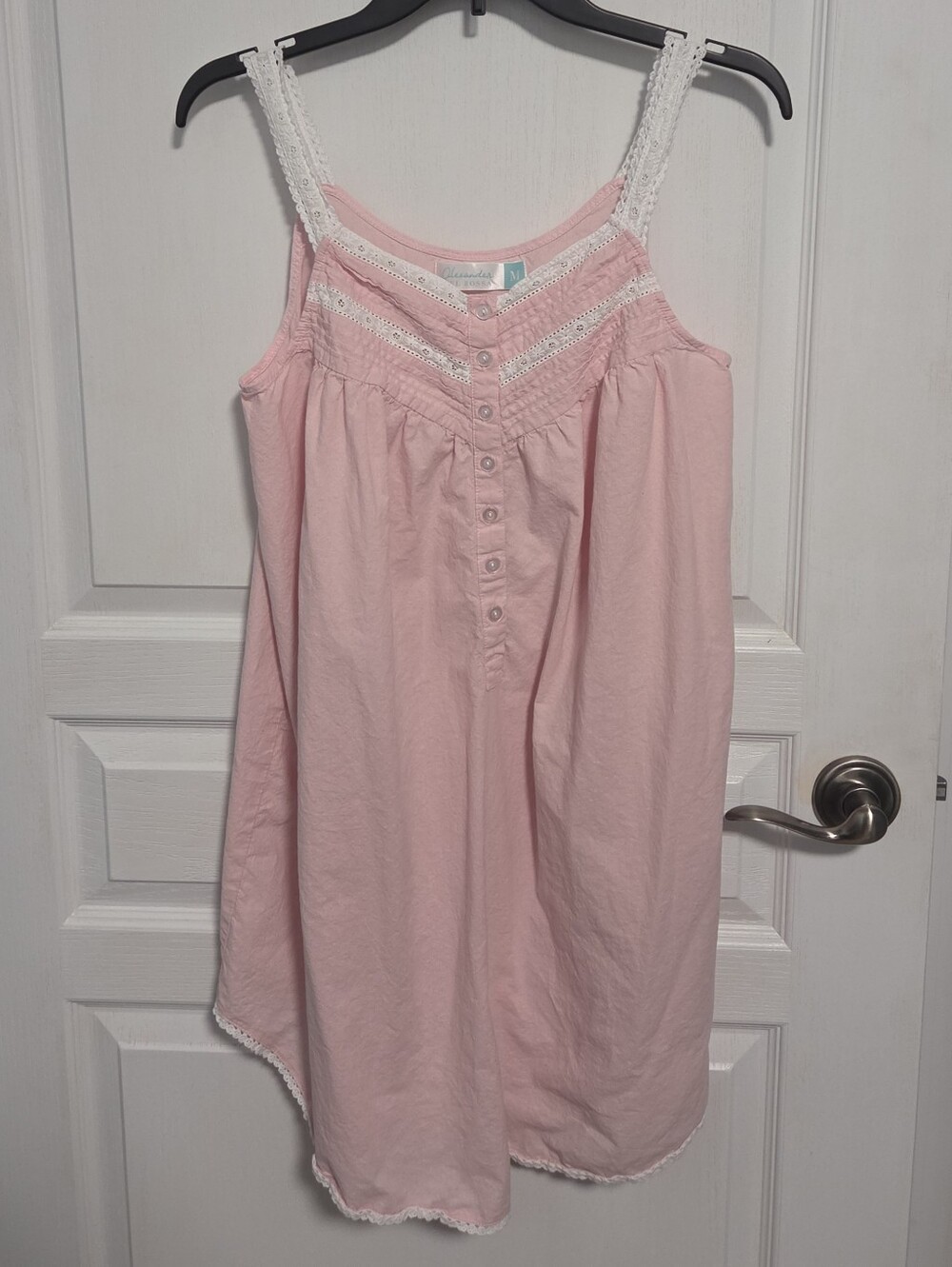 Alexander Del Rossa Nightgown Sleepwear Vintage Lace Pink White Women Medium